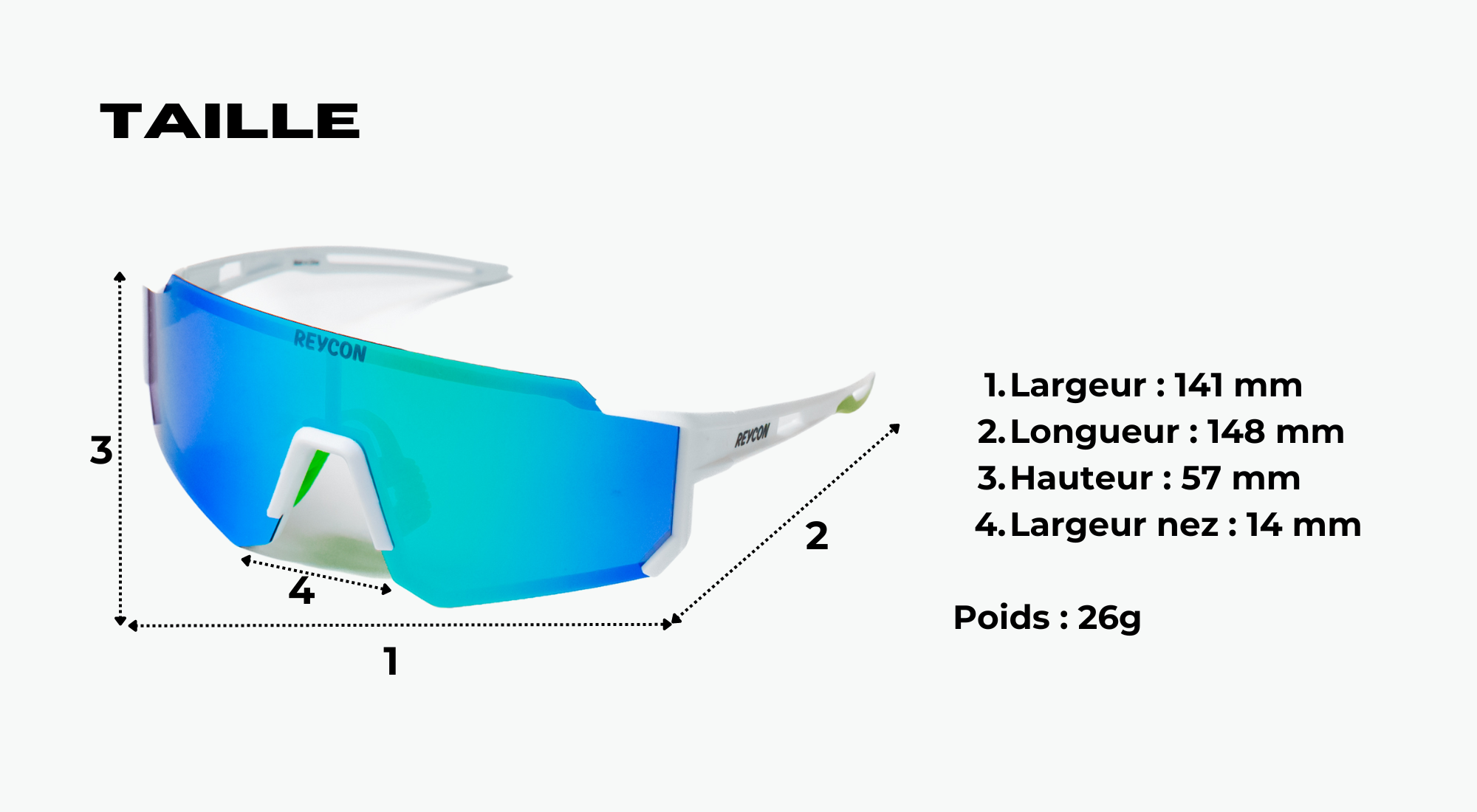 Guide des tailles lunettes de soleil Reycon